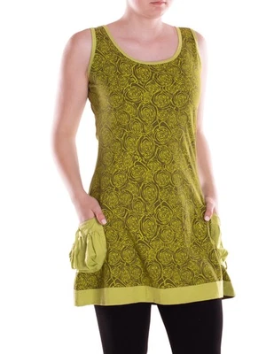 Vishes Damen Mini Kleid Baumwolle A-Linie Rundhalsausschnitt mit Taschen - Bild 1 von 2