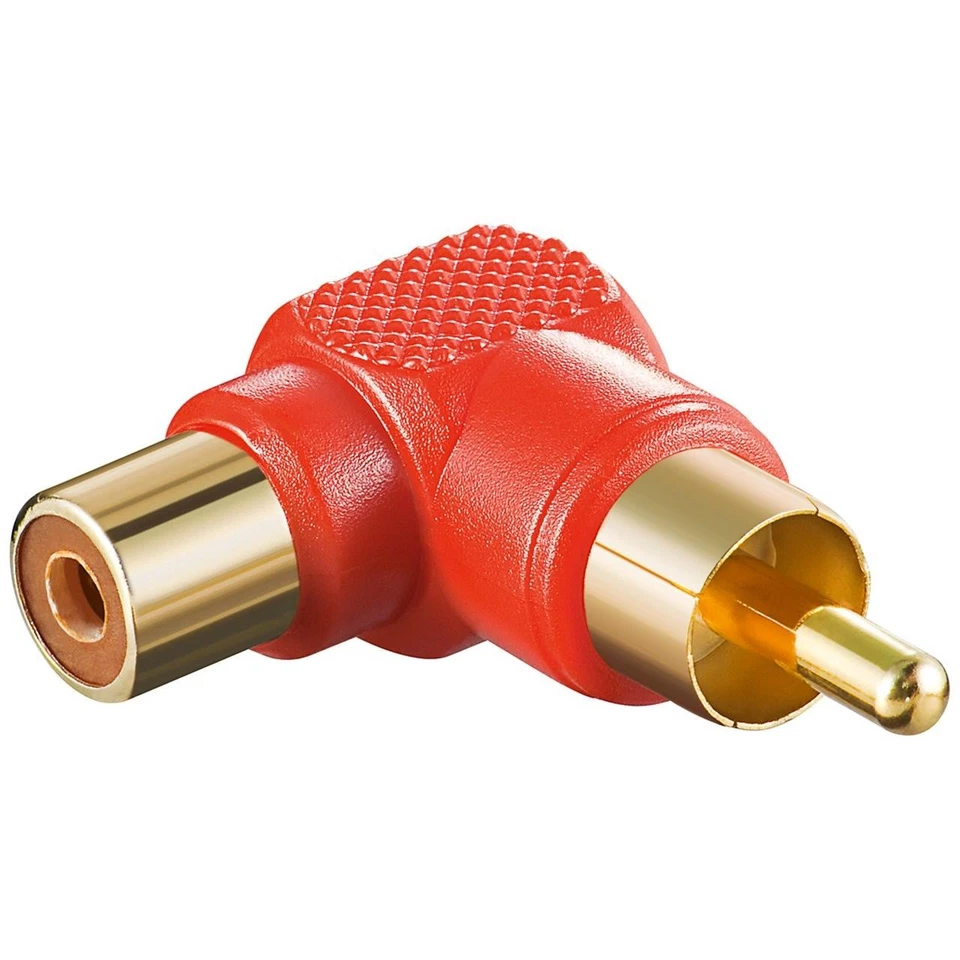 [11686] Goobay Adaptateur RCA coudé 90° Mâle - Femelle plaqué or rouge