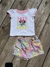 Janie and Jack x Disney Girls 6-12 Months Outfit Short Sleeve Tee Shorts Minnie