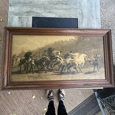 Antique 1880 Rosa Bonheur “The Horse Fair” Lithograph | 31.5″ × 17″ Carved Frame