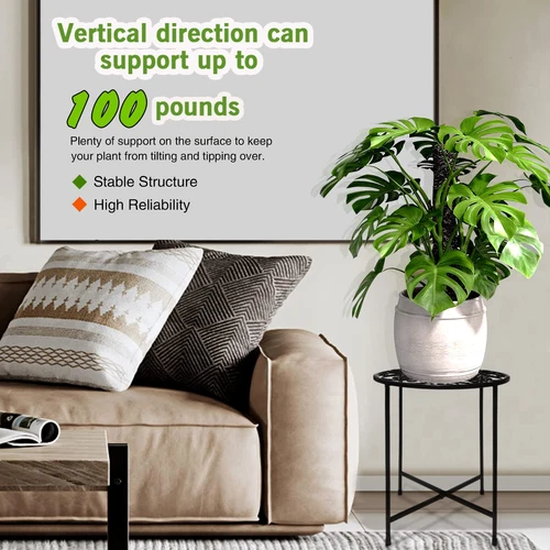 Metal Plant Stand Flower Pot Holder Home Garden Indoor Outdoor 15"tall Round - Picture 6 of 8