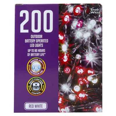 Lichterkette Weihnachten kaltweiß und rot 200 Birnen 12m 50cm Zuleitung x 1
