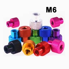 M6 Through Hole Aluminium Anodised High Knurled Thumb Nuts Hand Grip Knobs Nut