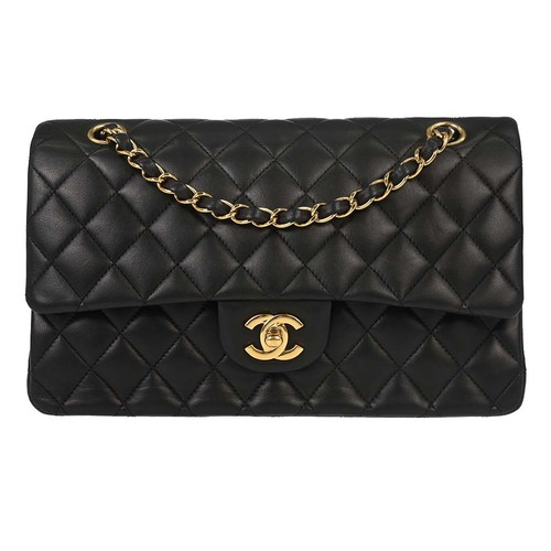 Chanel Black Lambskin Medium Classic Double Flap Shoulder Bag 187801