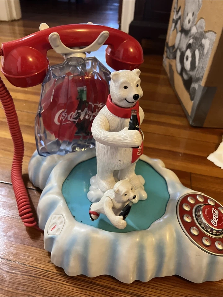 Teléfono de colección Coca Cola 2000 animado oso polar teléfono Coca-Cola soda coleccionable Foto 3 de 4