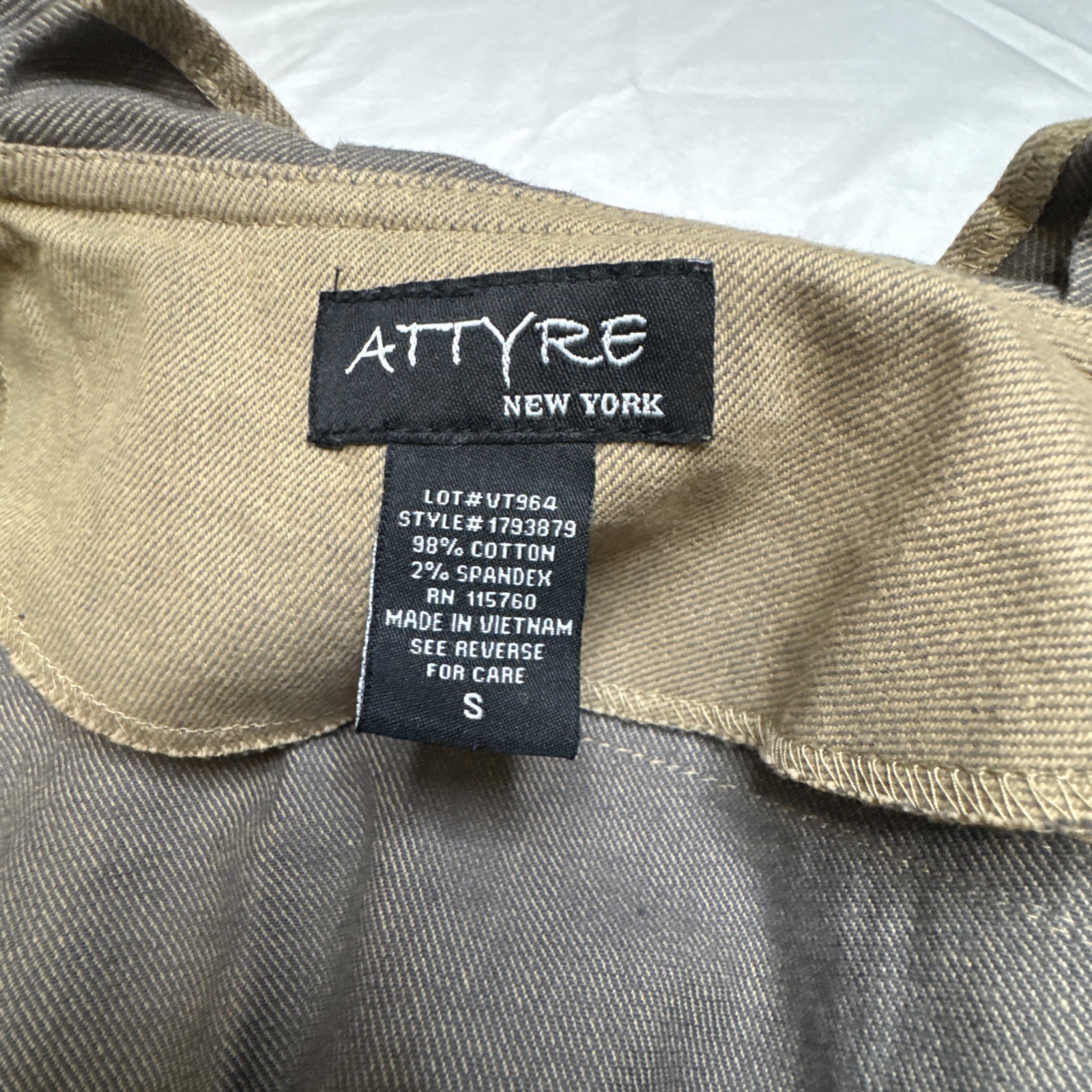 Attyre New York Womens Khaki Tan Ruffle Utility Jacket Belted Size S VT964 image 4