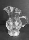 Vintage Floral Etched Glass Milk Creamer Pitcher Sterling Silver Base 4.5"