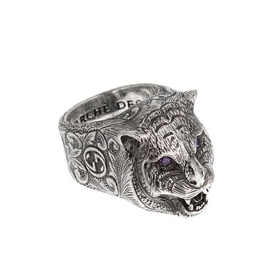 Gucci Garden Purple Zircon Sterling Silver Ring Size 6 1/2