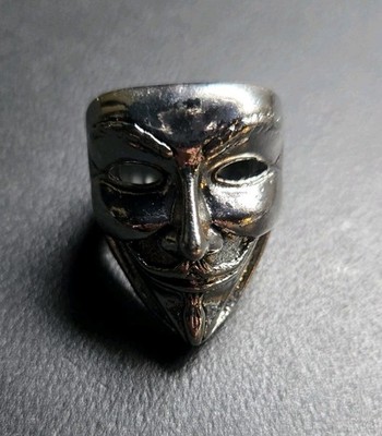 Mens Smile Now Cry Later Gothic Stainless Steel Ring Size 8.5