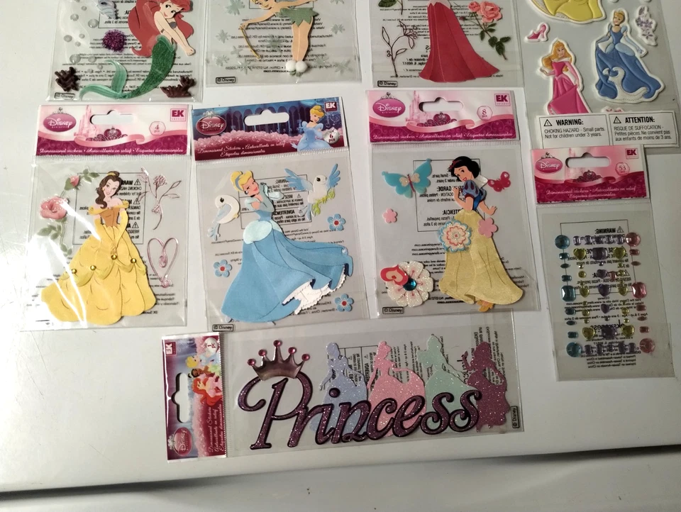 Disney Princess  Scrapbook Sticker Lot  Ariel Belle Snow White Cinderella + more - Image 3 of 4