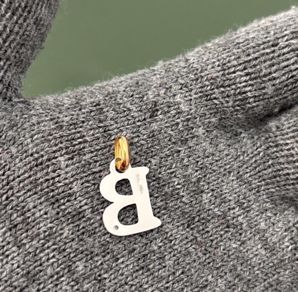 18K Solid Gold Two-Tone Initial Pendant - image 2