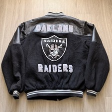 Vintage Oakland Raiders varsity jacket black wool and leather Size XL