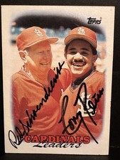 1988 Topps Leaders Red Schoendienst Tony Pena #351 Dual Autographed Card