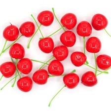 20 PCS Fake Artificial Fruit Small Lifelike Faux Red Cherry Party Decor Foam