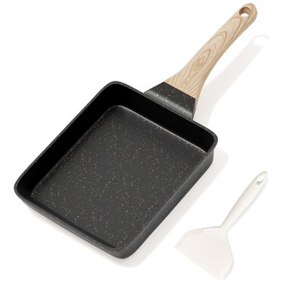 Ergonomische Tamagoyaki Pfanne Induktionskompatibel - Inklusive Spatel, 650g
