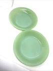 Jadite Fire King Jane Ray Flat Soup Bowls 7.5" Set 2