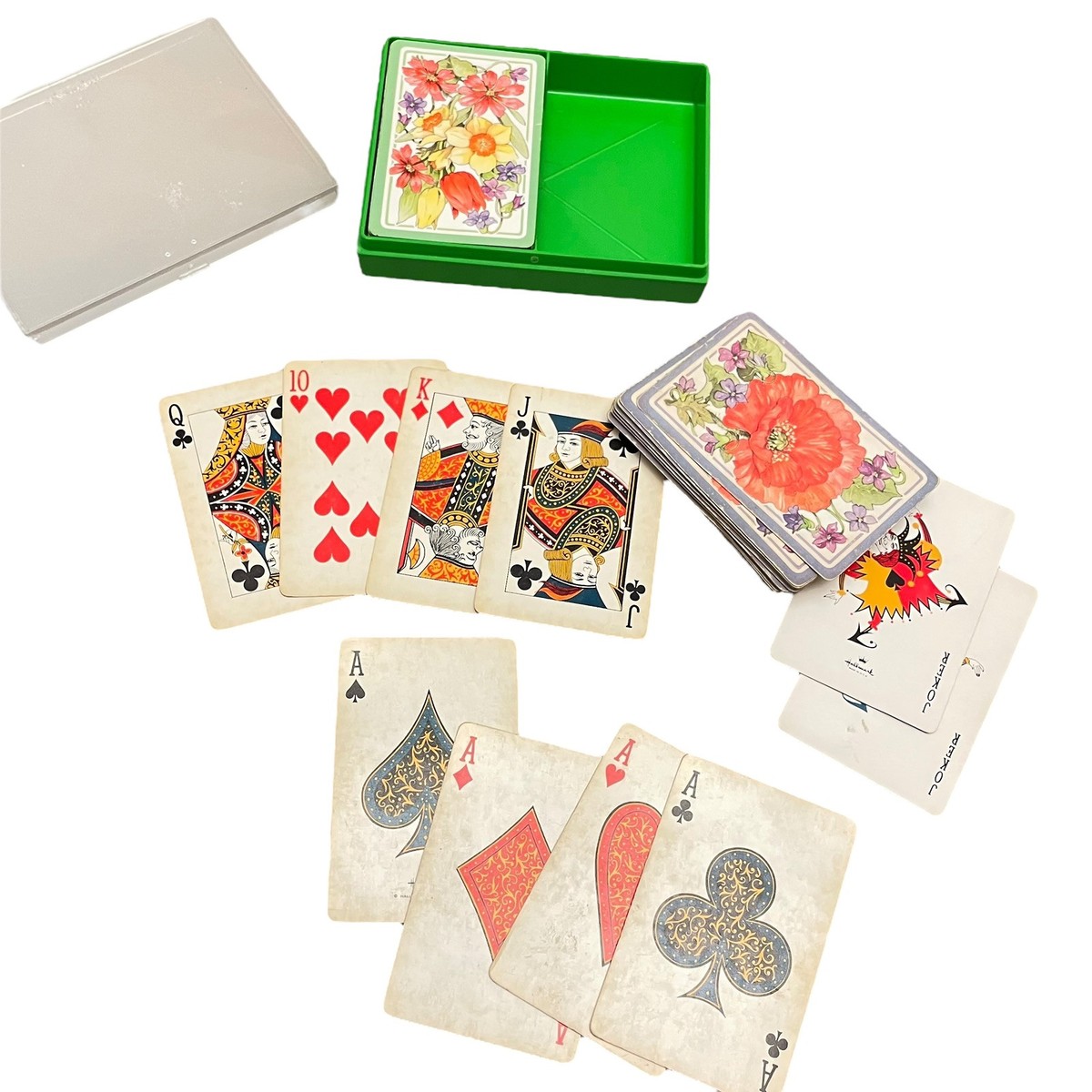 専用☆当時物USAヴィンテージカード フラワー他⑤＆アニマル⑩＆アールデコ①② Hallmark Flower Festival 2 Deck Bridge Playing Cards 1970's