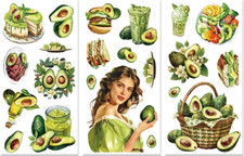 Rub on Transfer Decals for Furniture Crafts Decor 6"X12", 3Pcs Avocado Women Wat
