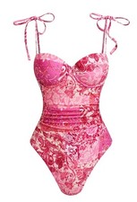 Cupshe NWT Island Vibes Fresco Pink Paisley One Piece Underwire Swimsuit XL -