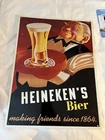 Vintage Heineken Dutch Beer Metal Enamel Advertising Sign 1990s