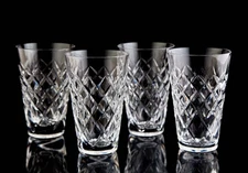 Waterford Tyrone Flat Tumbler Glasses Set of 4 Elegant Vintage Crystal Signed