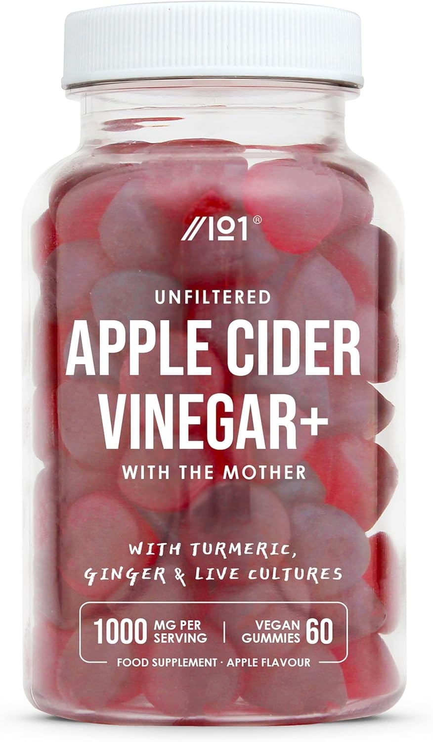 Apple Cider Vinegar Gummies with The Mother 1000mg - 60 Vegan Gummies - Enhance