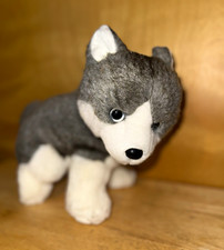 Gray White Husky Puppy Dog Plush Stuffed Toy, Washable, Small 6-14 in