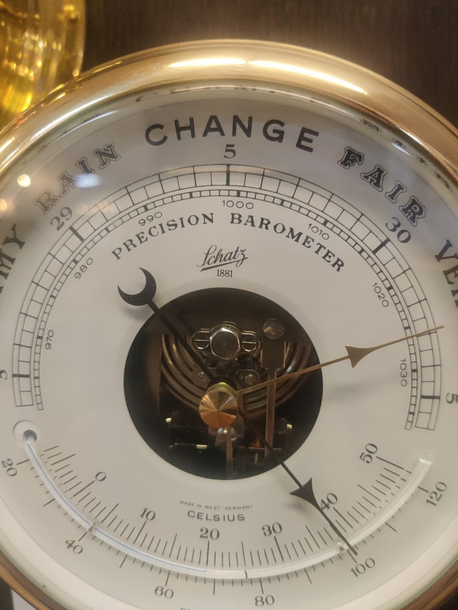 Vintage Schatz Ocean Quartz Ship's Bell Clock & Barometer Set West