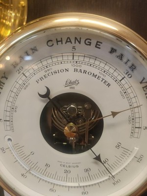Vintage Schatz Ocean Quartz Ship's Bell Clock & Barometer Set West