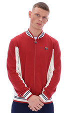 Fila Vintage Settanta Baseball Track Jacket Top Garnet Gardenia Navy Red