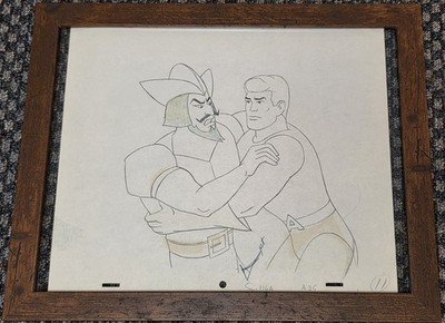 1967 PRODUCTION ANIMATION DRAWING - AQUAMAN & VILLAIN - SUPERMAN/AQUAMAN HOUR