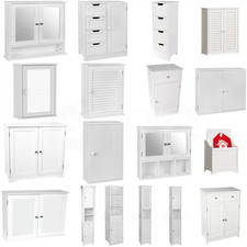 Bathroom Cabinet White Single Double WallMount Mirrored Drawer Tall Storage unit