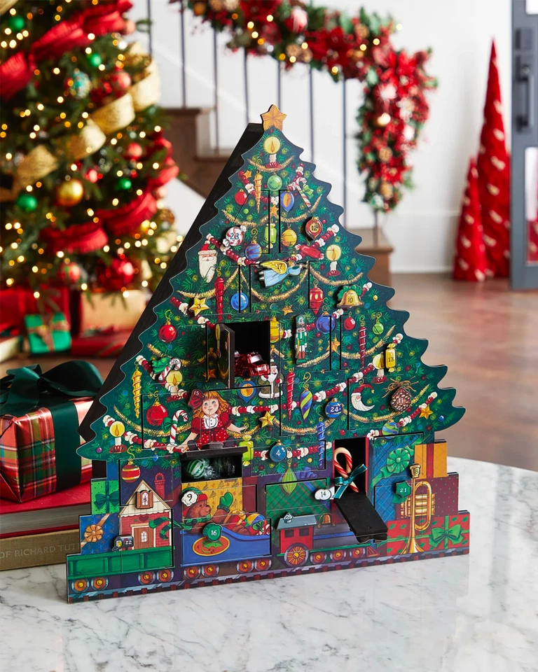 Byers’ Choice Delightful & Colorful Wooden Christmas Advent Calendar Tree - Image 2 of 4