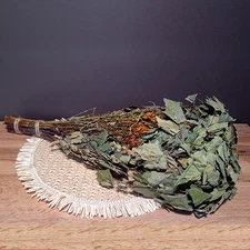 Set of 2 Birch sauna broom with medicinal herbs Whisk Broom Venik  / banya