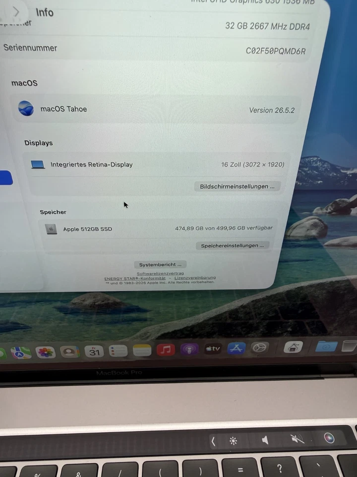 Apple MacBook Pro 16" 2019 · i7 · 32GB · 512GB, Foto 4 von 5