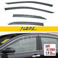 4pcs Smoke Tint with Chrome Trim Window Visors Compatible with 2018 18-24 Camry