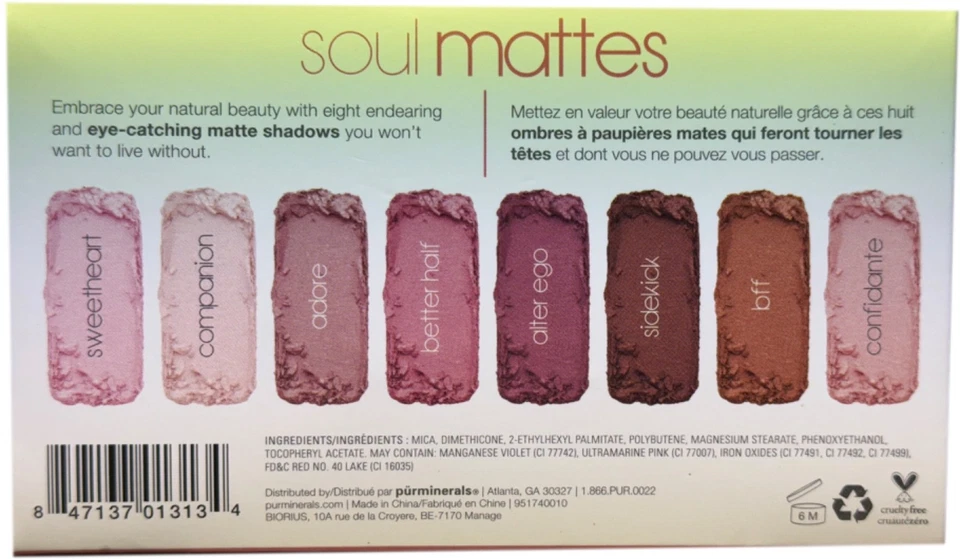 PUR Cosmetics Soul Mattes Eye Shadow Palette-8 Shades-Pristine Packaging-NIB- - Image 3 of 4