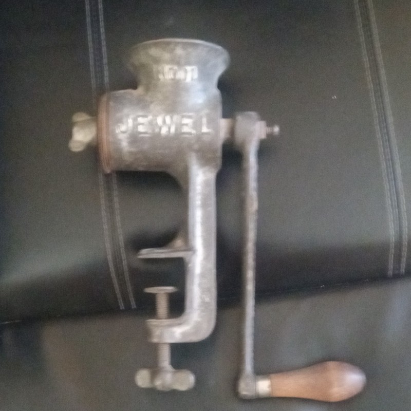 JEWEL No. 2 Vintage Manual Hand Crank Clamp-On Cast Iron Meat Grinder