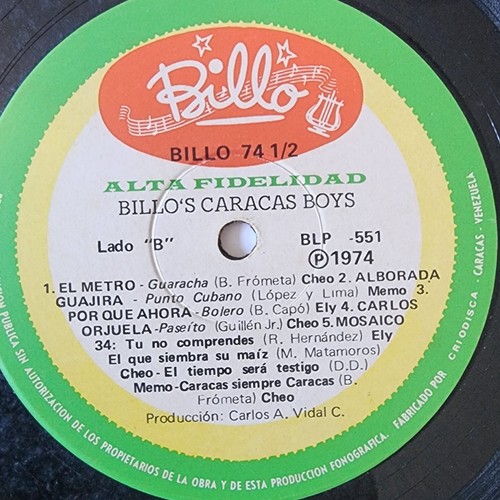 Billo's Caracas Jungen Billo 74 1/2 Vinyl LP Latin 1974 - Bild 4 von 4