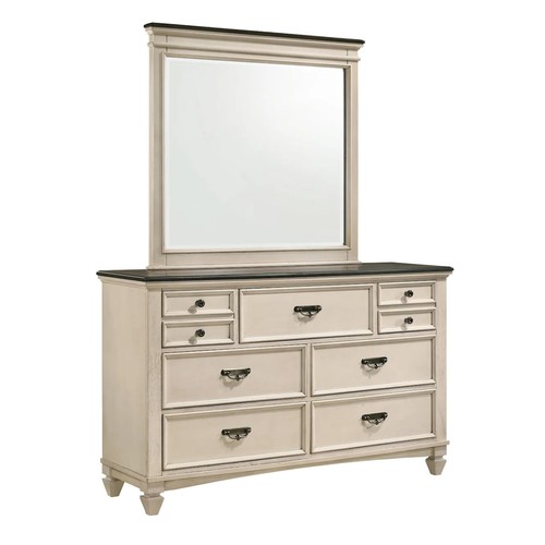 NEW Two-Tone White Queen King 5PC Rustic Bedroom Modern Furniture Set B/D/M/N/C - Picture 6 of 39