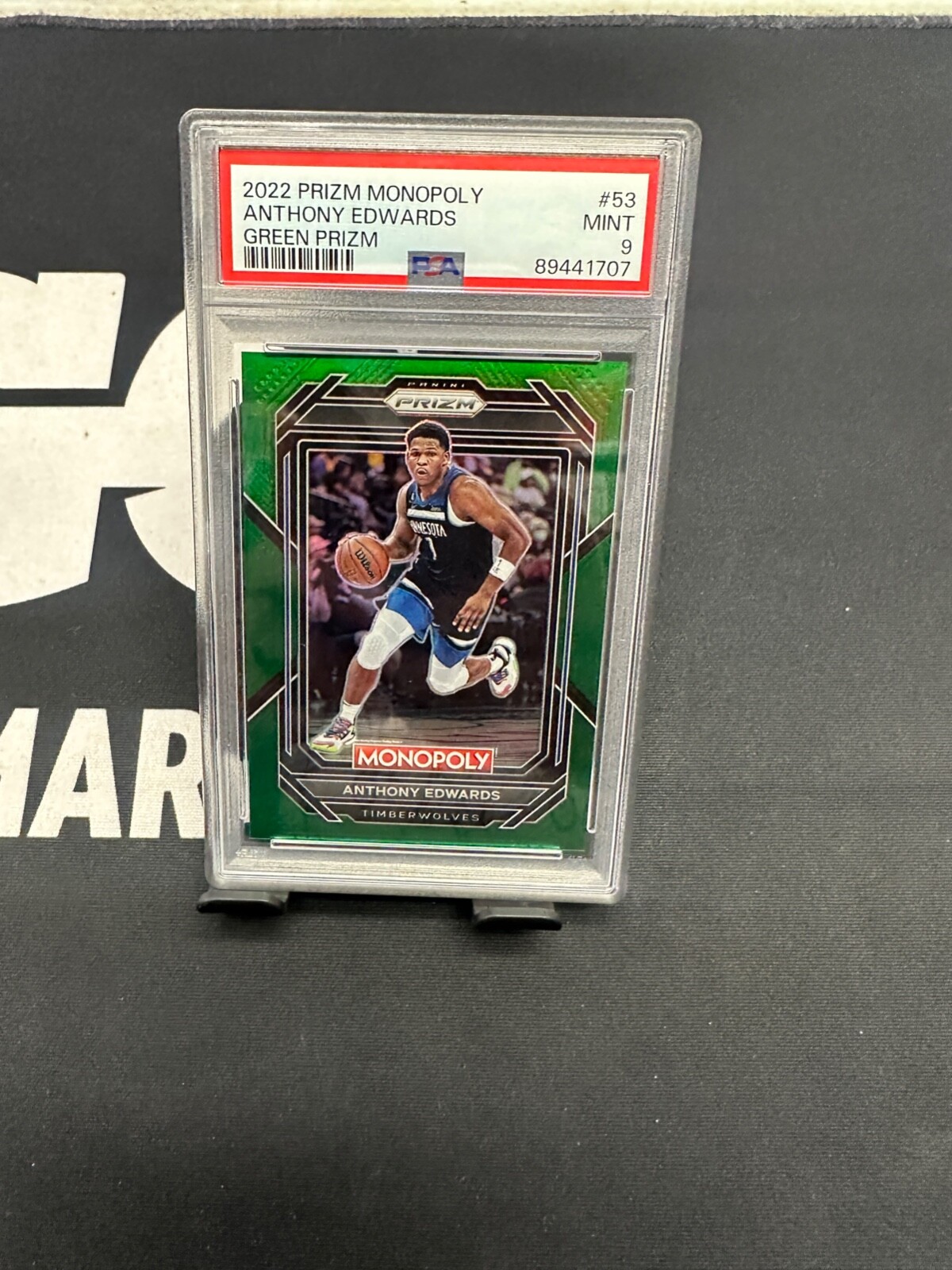 ANTHONY EDWARDS PSA 9 2022 PANINI PRIZM MONOPOLY #53 GREEN PRIZM 20/24