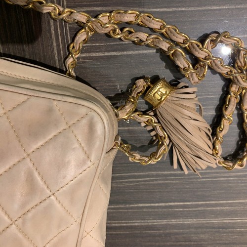 CHANEL CC Logos Fringe Lambskin Leather Shoulder bag beige 0532958 Gold metal - Picture 13 of 24