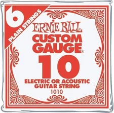 **6 PACK ERNIE BALL .010 SINGLE PLAIN STEEL GUITAR STRINGS **