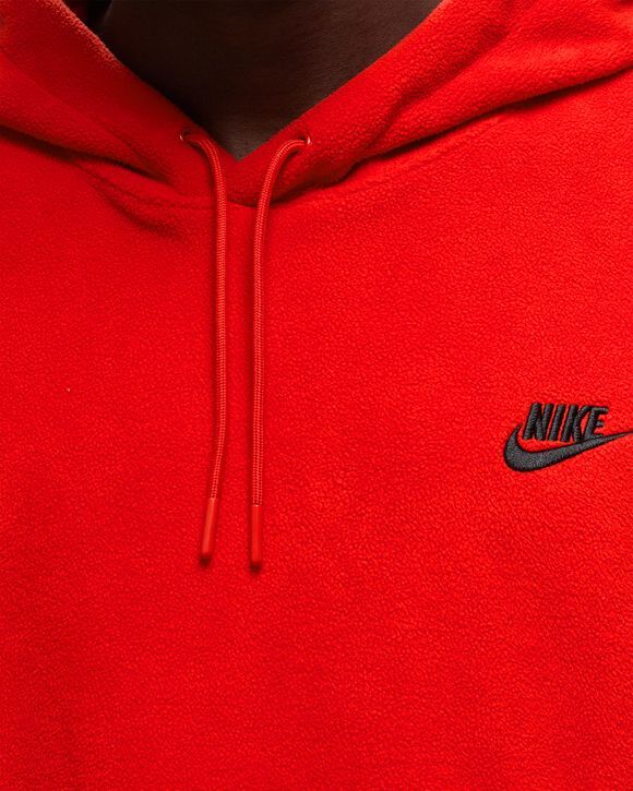 nike club fleece hoodie university red