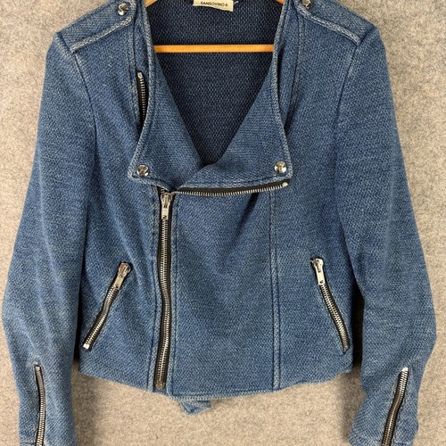 Sansovino 6 Jacket Womens Size Small Blue Denim Moto Asymmetrical Zip Biker Ital - Picture 8 of 15