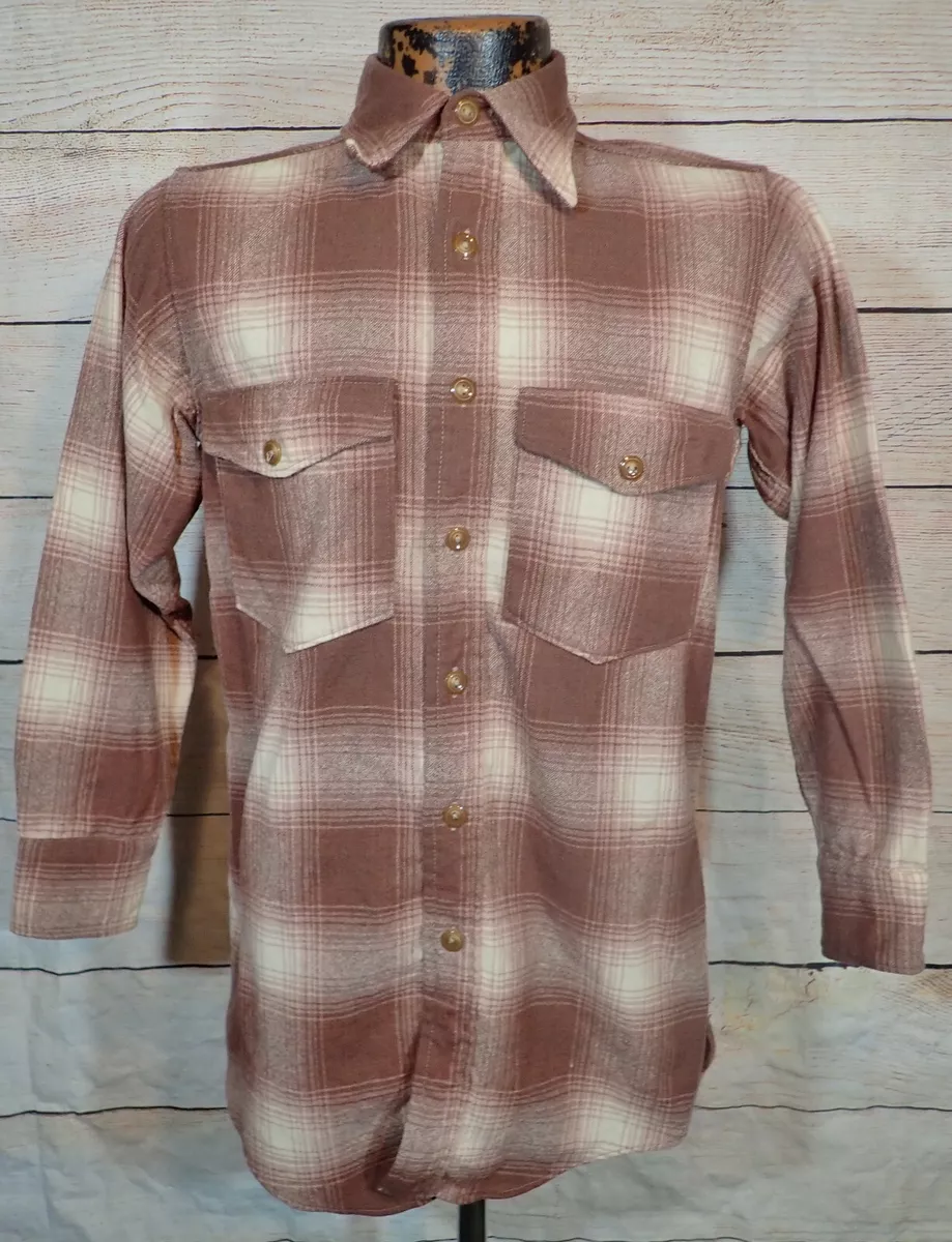 Vintage Woolrich Woolen Mills Wool Flannel Plaid Field Shirt M Tapered Fit USA