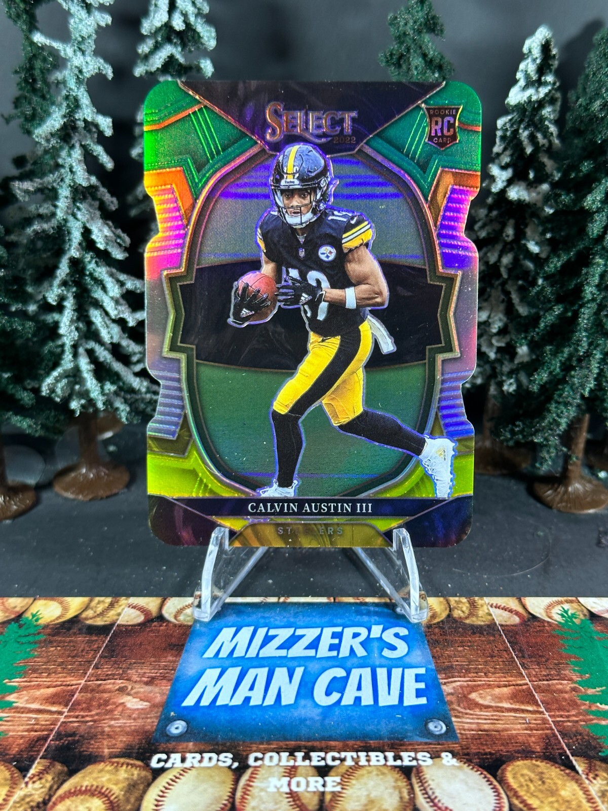 2022 Panini Select Calvin Austin III Concourse RC Green And Yellow Die Cut #65