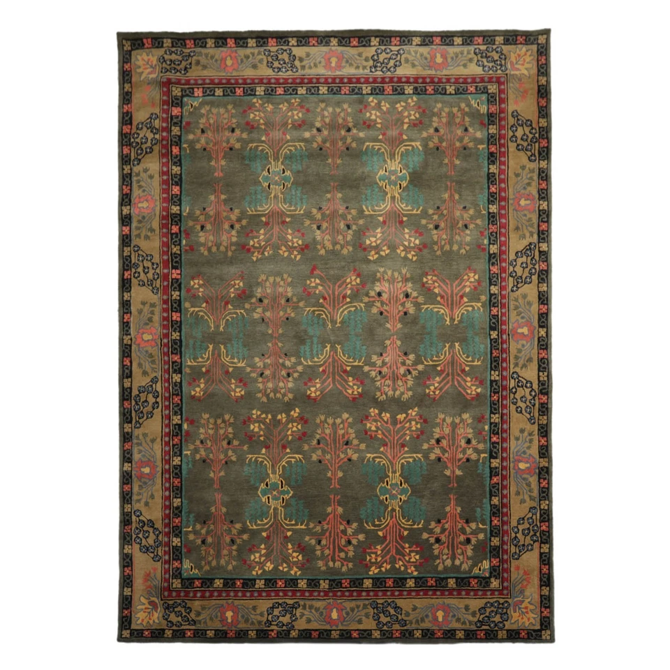 Arts & Crafts Donegal Branches Hand Tufted Multi Sizes Gray/Green Wool Area Rug - Image 2 of 4