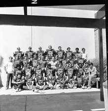 Vintage Negative B&W Med Format 1970's Yearbook Photo Group Football Team #109