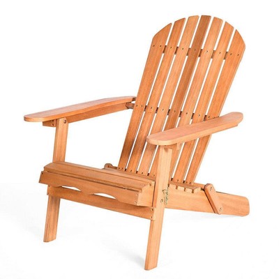 FORCLOVER Adirondack Chair 34''W x 35.5''H Foldable / Ergonomic Wood Natural